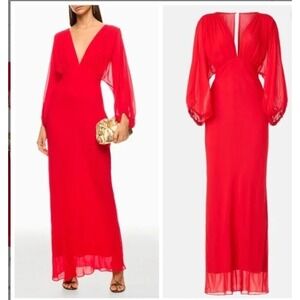 Shona Joy Amina Balloon-Sleeve Chiffon Maxi Dress